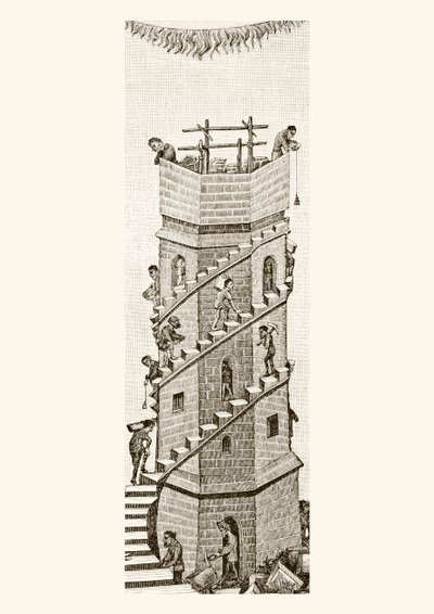 Costruzione della Torre di Babele, 1878 da English School